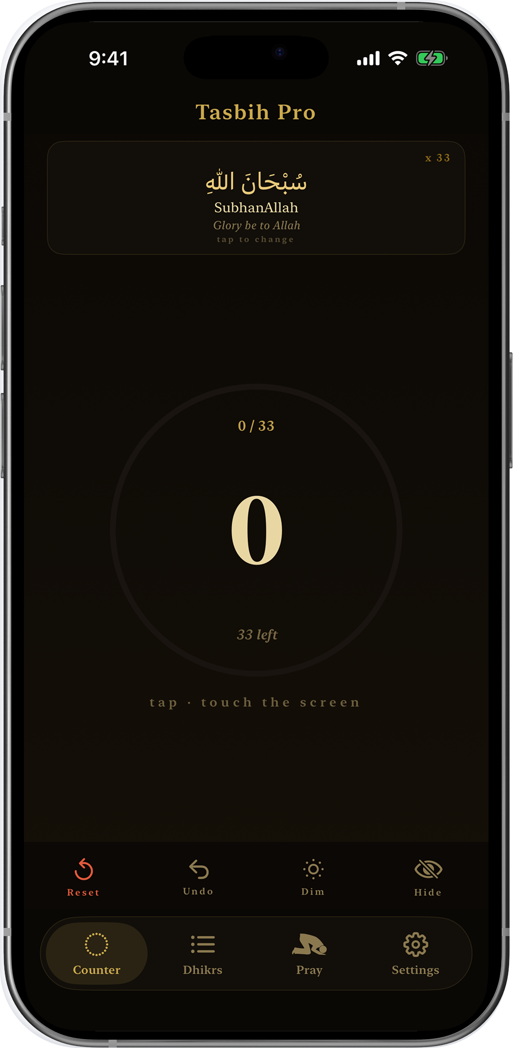 Tasbih Pro dhikr counter screen